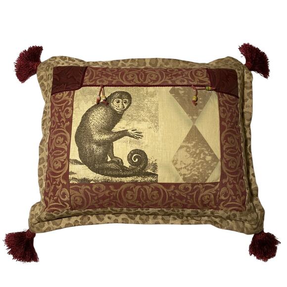 Neiman Marcus Sweet Dreams Vintage Exotic Decorative Pillow Monkey Jungle Safari - Picture 1 of 12